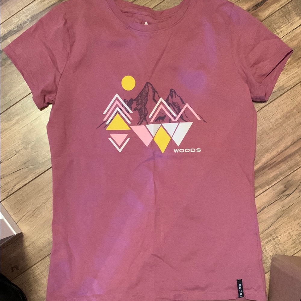 Woods Dusty Pink Graphic Tee with Mountain Design